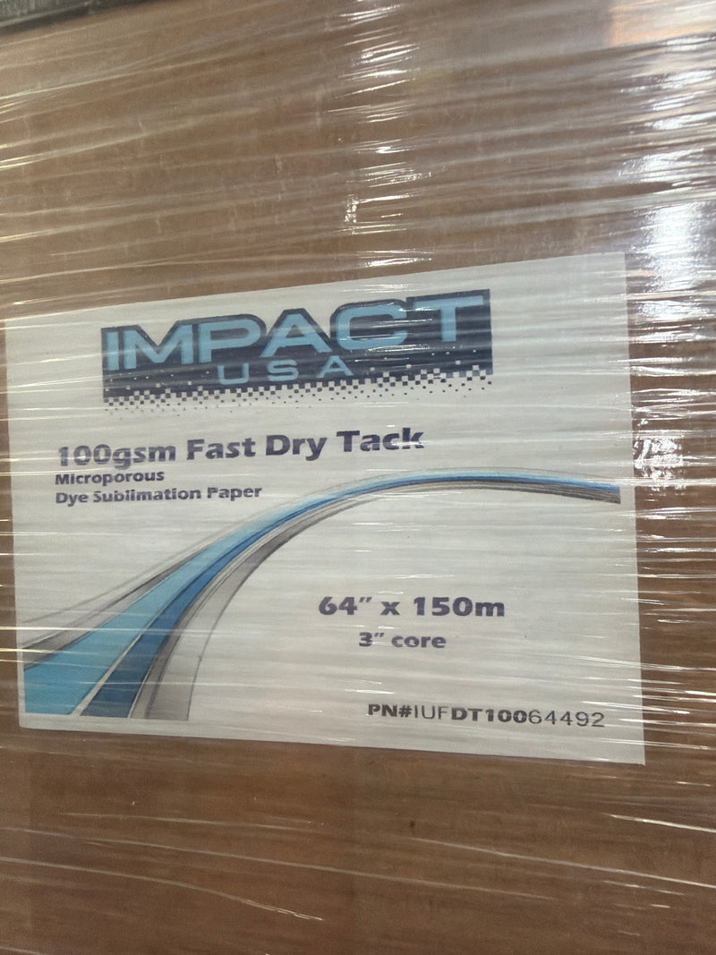 Impact 64" x 492' Fast Dry Tack Sublimation Paper 100gsm