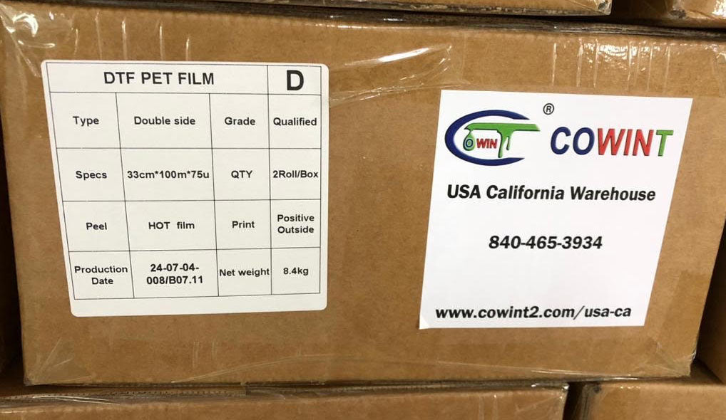 Cowint DTF Film 13" x 328' Double Sided Roll Hot Peel